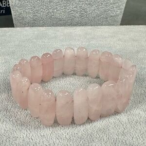 Natural Rose Quartz Oval Beaded Stretch Bracelet